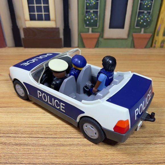 Vintage 1997 Playmobil Police Car Vehicle 90's Toy with 3 Police Figures - Picture 5 of 12